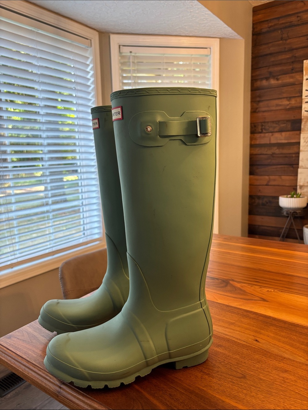 Hunter Seafoam Green Original Tall Rubber Rain Boots Women Size 9 - Picture 5 of 9
